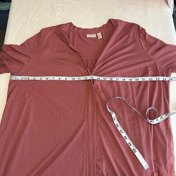 LOGO Lori Goldstein Rose Pink Jersey Cardigan Women’s 1X Mixed Media Lace Back - Picture 6 of 10